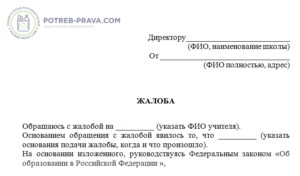 Образец жалобы директору школы на ученика от родителей образец